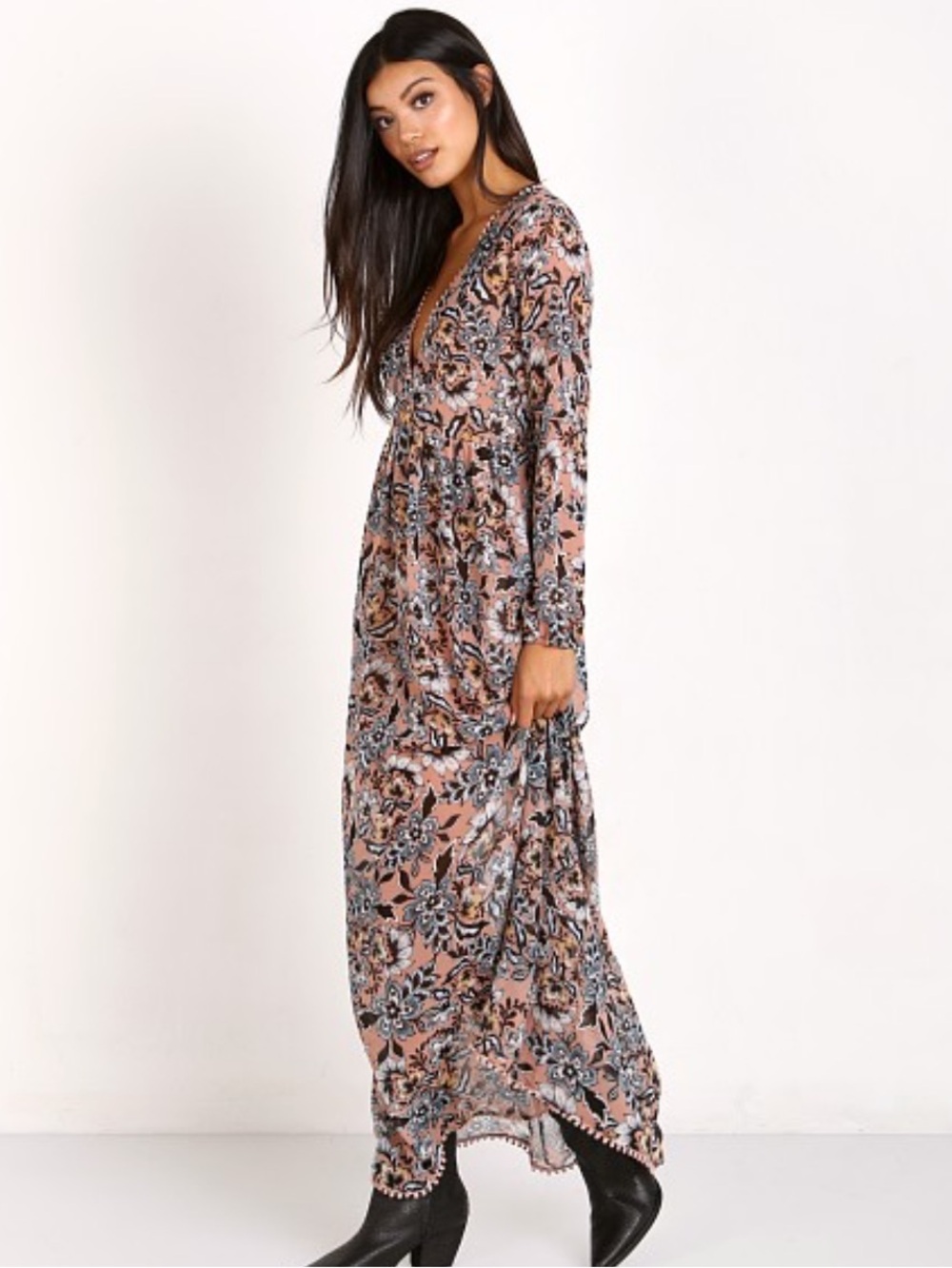 For Love And Lemons Gracie Floral Print Maxi Dress